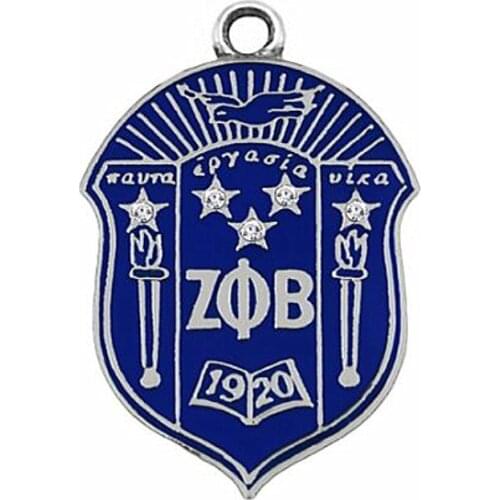 Abadon Blue Enamel Zeta Phi Beta Badge Pendants Greece Life Society ZPB ZOB Charms Sisterhood Society Association Jewelry