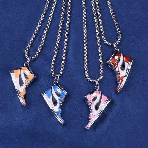 Basketball shoes necklace stainless steel chain jewelry gift Hip-hop new red sneakers noble snake collar black panther necklace