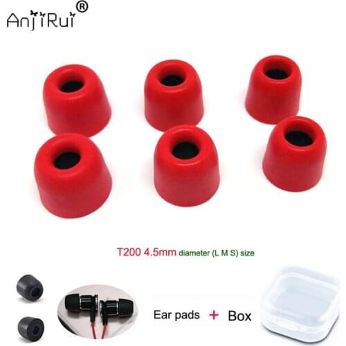 6 Pcs/ 3pair ANJIRUI T200 Memory foam sponge tips 4.5mm (L M S) caliber ear pads T200 for in-ear style earphone ear pads cotton