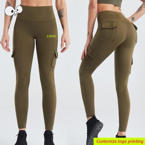 Quick Dry High Waist Women Running Tights With Multi Pockets Elastic Gym Fitness Pants Sportswear Training Yoga Leggings Custom