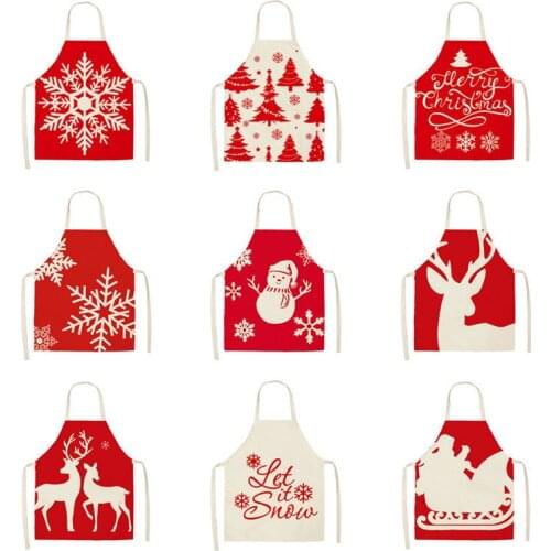 European and American Christmas Deer Snow Red Plaid Apron Baking Accessories Aprons for Women Apron Kitchen Cooking Accessories