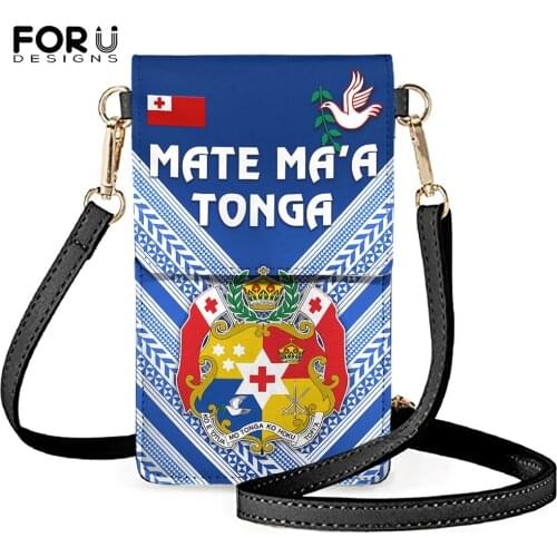 FORUDESIGNS One Piece Womens Mobile Phone Pouch Mate Ma'a Tonga Rugby Polynesian Printing Girls Mini Crossbody Coin Bags Bolsas