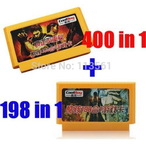 Hot Sale 2 piece Game Collection ( 400 in 1 Game Cartridge + 198 in 1 ) 60 Pins Game Card For 8 Bit Game Player