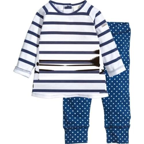 Hooyi Girls Clothes Sets Long Sleeve T-Shirts Stripe Jumpers Tee Shirts Polka Dot Kids Trousers Girls Blouse Pants Outfits