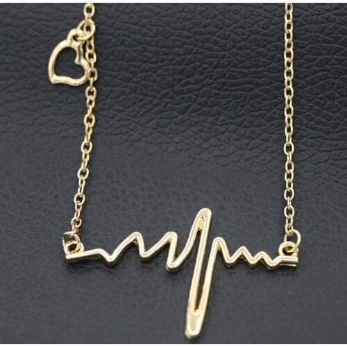 RONGQING 12pcs/lot Wavy Lines Pendant Necklace Steampunk Electrocardiogram Short Necklace Women Collier
