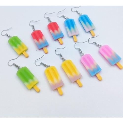 2021 Summer Funny Ice Cream Drop Earrings for Women Girls Creative Resin Unusual Earrings Birthday Gift Kids Teens Jewelry