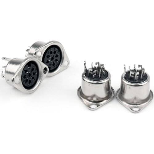 Artudatech 50 Pcs Metal 8 Pin DIN Female Socket Hulled Panel Mount Connectors Jack Plug Accessories Parts