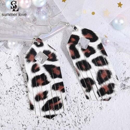 Fashion Big Long Leather Tassel Earrings for Women 2020 Geometric Leather Leopard Dangle Earring Trendy Jewelry Accessories Gift