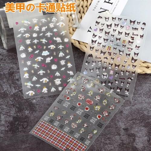 Fashion Hot Selling Carton Cat Lovely Rabbits Nail Stickers Thin Light Traceless Transparent Dry Nail Decals Waterproof Manicure