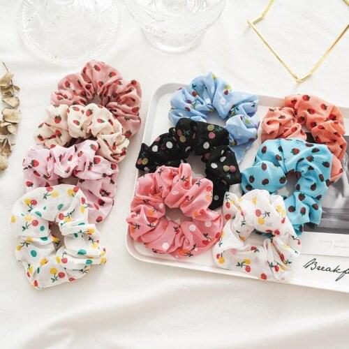 Preppy Fashion Cute Hair Accessories For Students Girls Candy Color Fruits Hair Scrunchies For Women 10pcs Wholesale Scrunchy