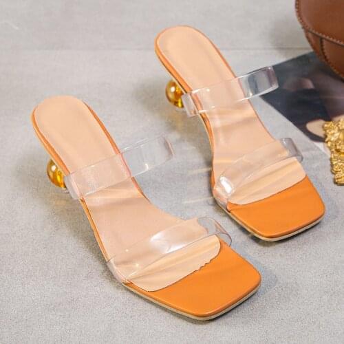 Fashion Women Sandals High Heels 2.75 Inches Beautiful Transparent Sexy Slippers(Size 35-45