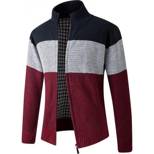 2021 mens jacket new long-sleeved high-necked coat jacket autumn and winter warm plush sweater color block timeless techwear