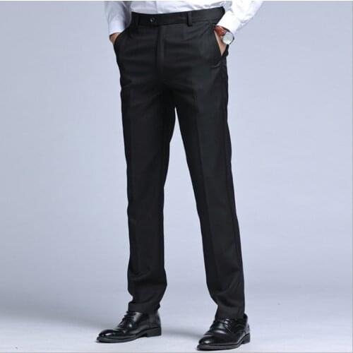 Men Suit Pants Casual Business Trousers Wedding Party Formal Occasions Trousers Solid Color Straight Sim Fit Pants Male