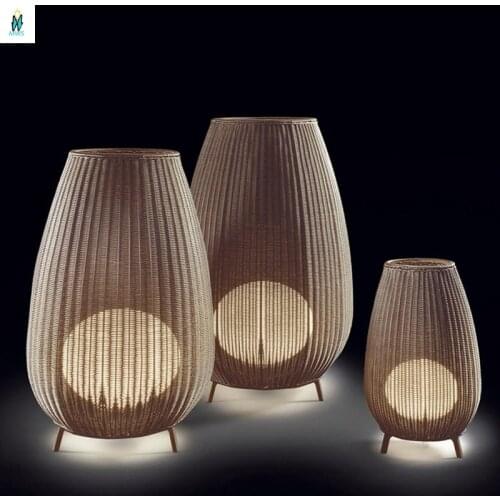 Asian Natural Rattan Floor Lamp Indoor Living Room Bedroom Lighting and Villa Garden Courtyard Lawn Waterproof Landscape Lamps