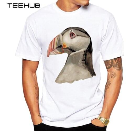 New Arrivals 2019 TEEHUB Cool Design Mens Fashion Puffin Printed T-Shirt Short Sleeve O-neck Tops Hipster Tee