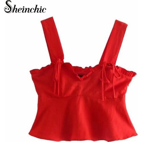 New Arrival Women Summer Sexy Red T Shirt Solid Casual Short Crop Tank Tops 2021
