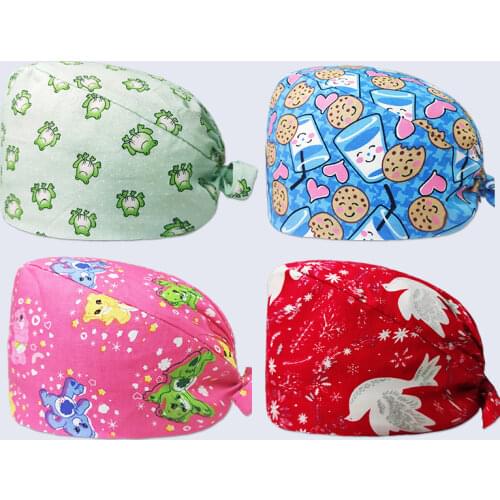 New Product Colorful Printed Nurse Cap Surgical Cap Pet Hospital Surgeon Cap Dentist Cap Beauty Salon Chef Dustproof Scrub Cap