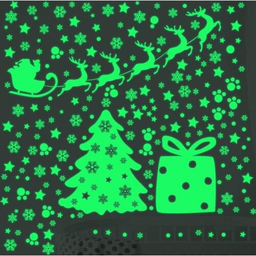 Present Christmas Stickers Holiday Window Glass Fluorescent Stickers Decoration D60