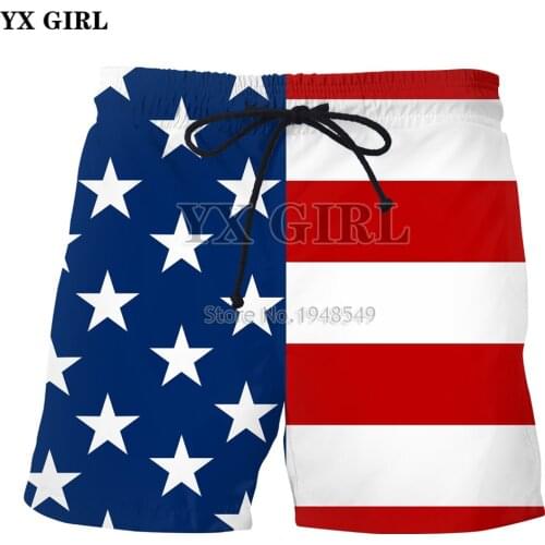 YX GIRL Drop shipping 2018 Summer New Style Mens shorts American flag 3D Printed Men/Women casual shorts