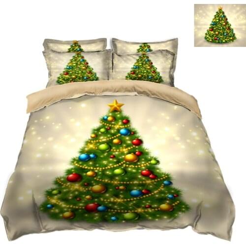 Luxury christmas tree 3D Bedding set Queen Full Twin Bedding set double single Bed Sheet Linen Bed set Quilt Cover set Pillows