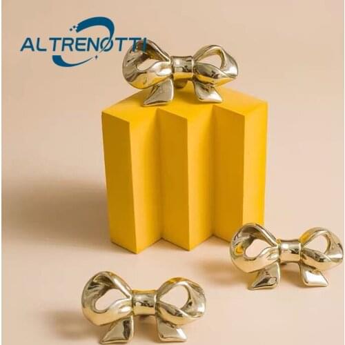 Cabinet Furniture Handle Nordic Bowknot Brass Gold Single Hole Wardrobe Kitchen Door Pull Drawer Cupboard Kid Room Knob Hardware