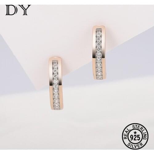DY Real 925 Sterling Silver Clip Earrings For Women Zircon Stone Rose Gold Christmas Party Classic Gift Fine Jewelry Silver 925