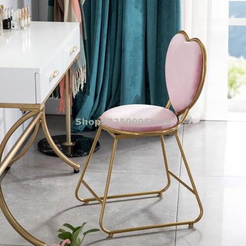 Modern and simple net red makeup dressing table stool manicure chair bedroom ins Nordic girl backrest princess heart