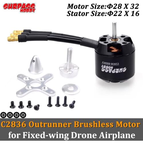 Surpass Hobby 2pcs C2836 Brushless Motor Outrunner 750KV 880KV 1120kv for RC Model Fixed Wing Airplane Drone Aircraft Helicopter