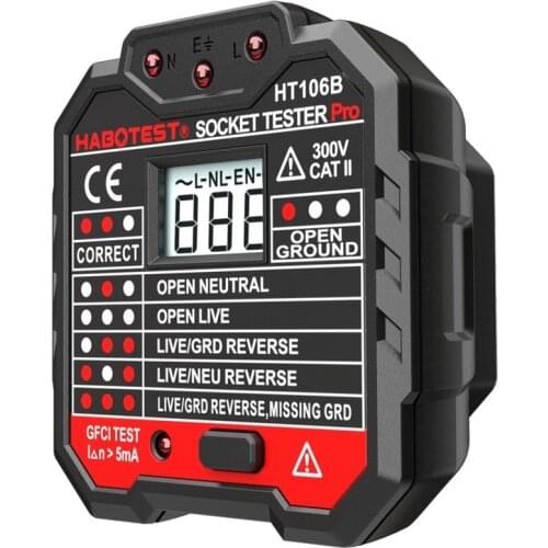 HT106 Digital Display Socket Safety Tester Leakage Switch Detection Test Line Electroscope Zero Live Line Tester