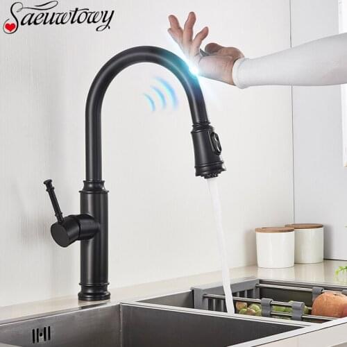 Deck Mount Smart Kitchen Faucet Touch Kitchen Faucet Pull Out Sensor Touch Kitchen Tap Hot And Cold Crane Brass Material