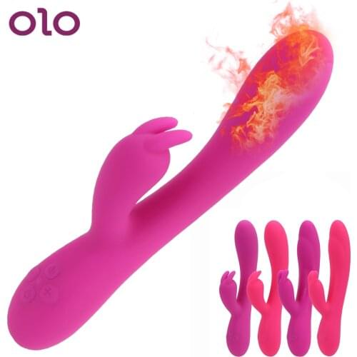 OLO Heating Rabbit Vibrator 16 Speeds Clitoris Vagina Stimulation Dual Motors Dildo G Spot Nipple Massager Sex Toys for Women