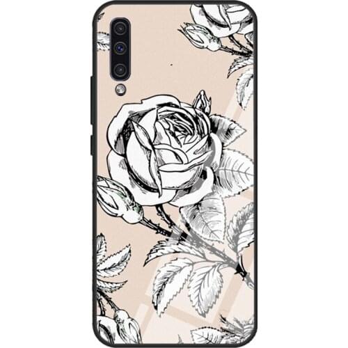 Vintange Retro Rose Case For Samsung A72 A71 A51 A31 A40 A50 A70 A20e A21S A12 A32 A52 Tempered Glass Cover