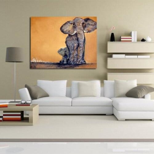 High Quality Free Shipping Handpainted Painting On Canvas Lovely Elephant Oil Painting Abstract Modern Canvas Wall Art no Framed