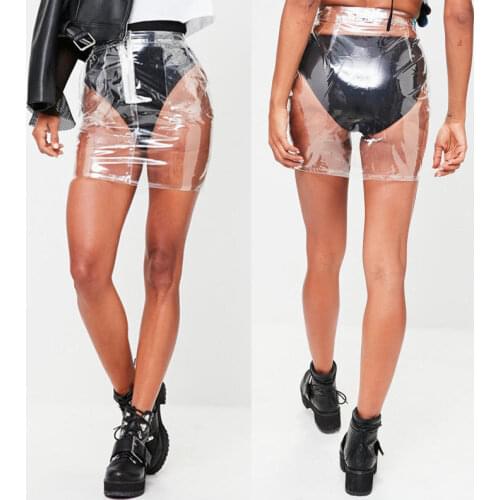 Sexy Women Ladies Hot fashion Transparency Clear Mini Skirts High Waist Bodycon Pencil Skirt