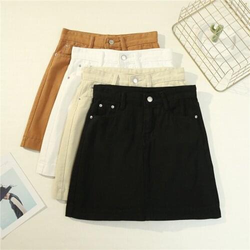Summer 2021 Women Denim Skirt Casual High Waist A-Line Jeans Skirt