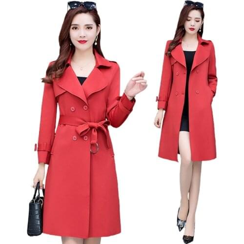 Womens windbreaker long over the knee 2021 spring and autumn new Korean version of all-match womens high-end coat jacket