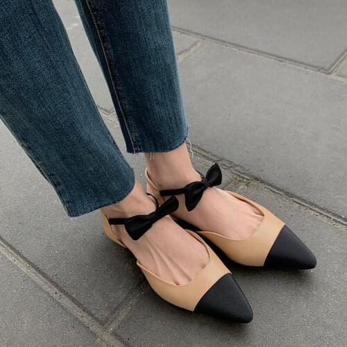 QZYERAI New Women Sandals Cow Leather Pointed Toe Summer Shoes For Women Fashion Casual Sandals Women Footwear