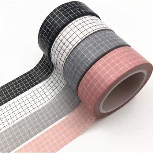 10M Black and White Grid Washi Tape Japanese Paper DIY Planner Masking Tape Adhesive Tapes Stickers Decorative Stationery Tapes