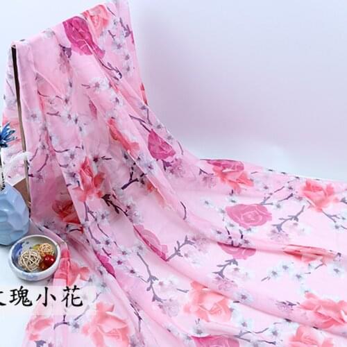100X150cm By The Yard Chiffon Printed Plain Weave Thin Fabrics for Sewing Dresses Silk Scarf Hanfu Designer Patchwork Material