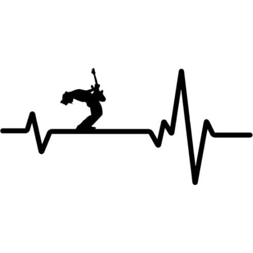 15.4CM*7.2CM Fun Heart Beat Line GUITAR ROCK OUT Vinyl Black/Silver Car Sticker
