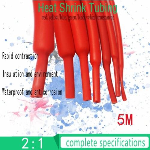 5M 4.0MM Heat Shrink Tubing Insulation Shrinkable Tube Assortment Electronic Polyolefin Ratio 2:1 Wrap Wire Cable Sleeve