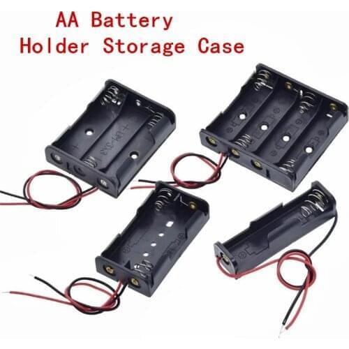5pcs For AA Size Power Battery Storage Case Holder 1 2 3 4 Slots AA Power DC Bank Box With Wire Leads DIY Model Car Boat