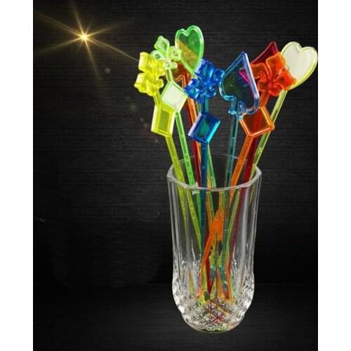 50pcs/pack Colorful Poker Stirring Bar Creative Bartender Muddler Stirring Decoration Mop Cocktail Muddler