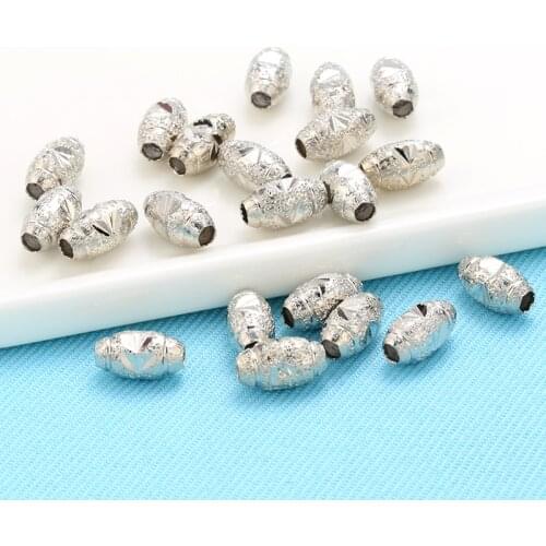 50 pcs Cooper carved spacer beads tube Bracelet findings silver plated DIY making for jewelry necklace accessories