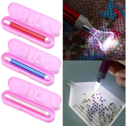 5D Diamond Painting Tool Angled Tip Point Drill Pen Kits Lighting Drill Pen with Accessories DIY Sewing Crafts Tool