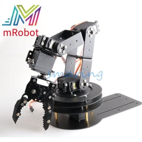 6 Dof Metal Robot Arm 3D Rotation Base+ Metal Mechanical 108mm Claw + 6 pcs High Torque Servos RC Toy