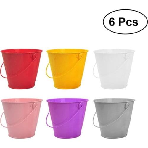 6pcs Mini Metal Bucket Candy Party Favor Chocolate Buckets DIY Tin Bucket for Birthday Party Wedding Baby Shower