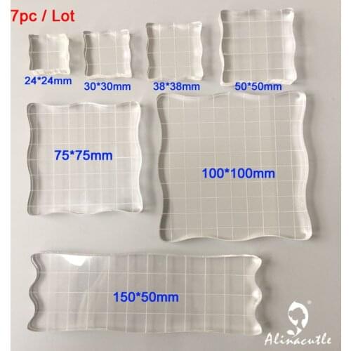 7pc Multi-size Stamps Acrylic Pad Block Accessories Clear Transpant Stamps Decor DIY Scrapbook Stamping Stickers Acrylic Sheets
