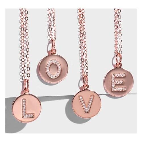 Last name letter A-Z multicolor micro pave cz zircon cubic zirconia necklace copper Clavicle gold plated Snake Chain Pendant sf3