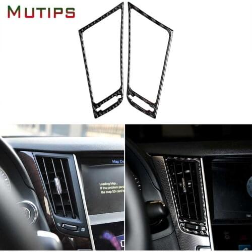 Mutips Car Center Console AC Air Outlet Frame Trim Cover Carbon Fiber Sticker Accessories Auto For Infiniti Q50 Q60 2013-2019